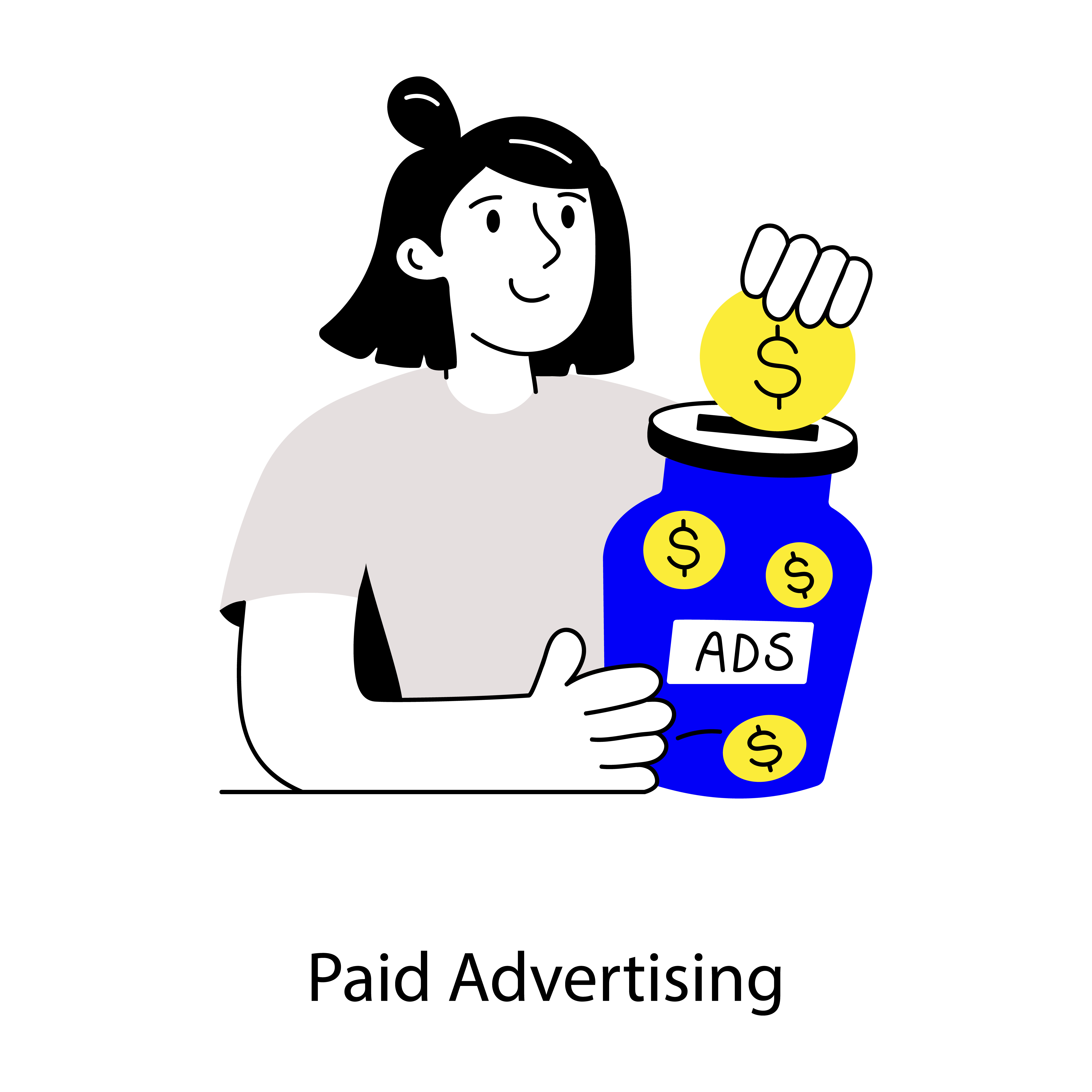 Illustration of a person managing a paid advertising campaign.