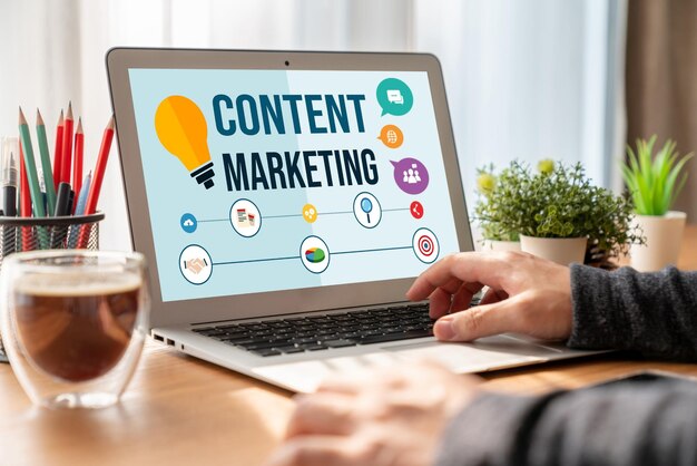 Content marketing on laptop – effective digital marketing techniques.