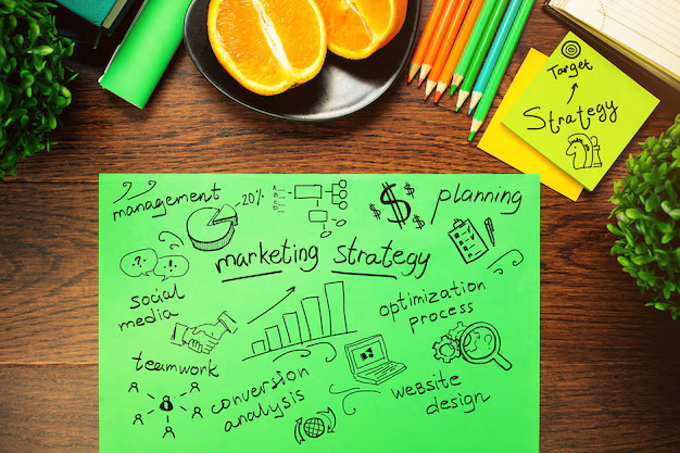 Marketing sketch showcasing essential digital marketing tactics.